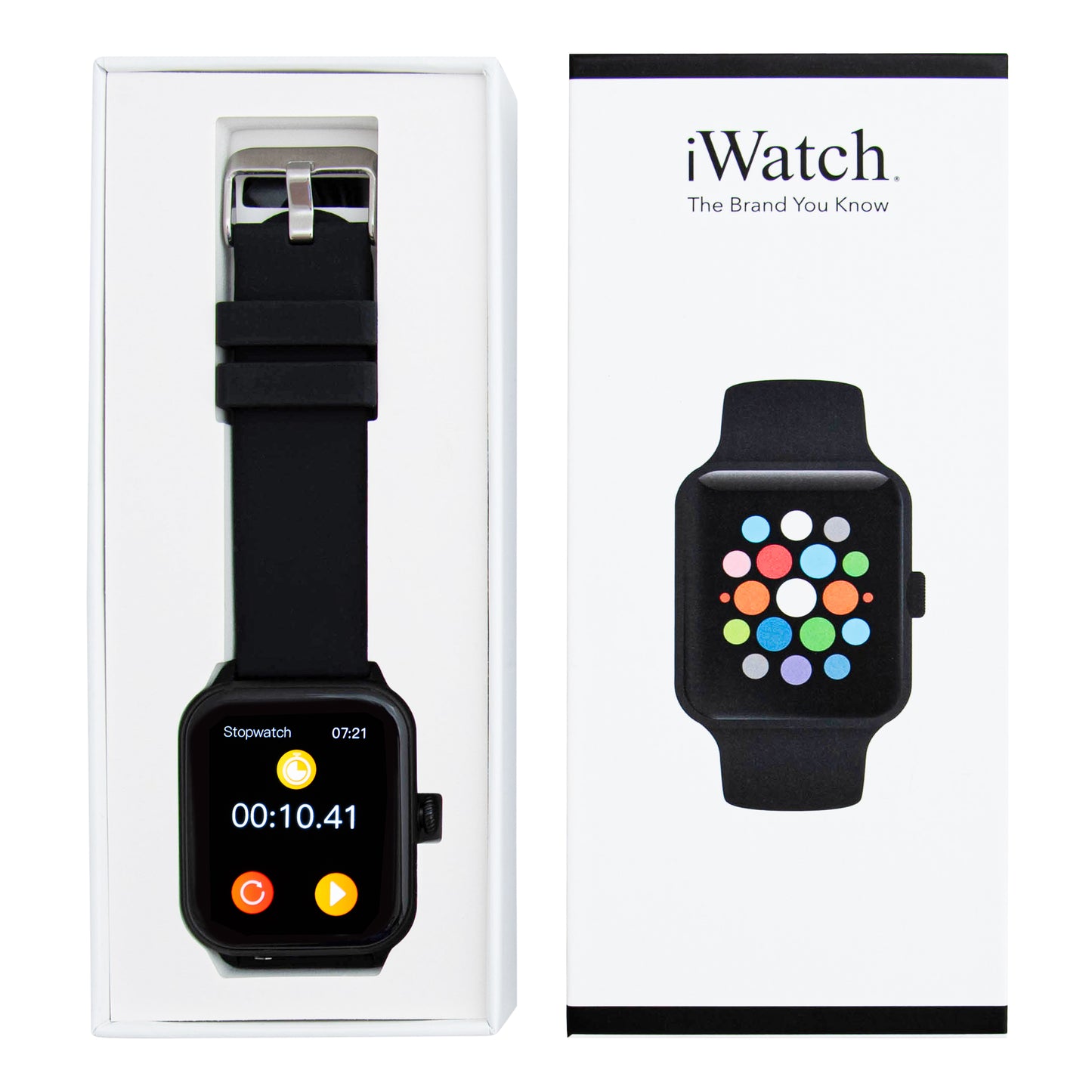 iWatch Model #: BCBR - Black Case with Black Rubber Band