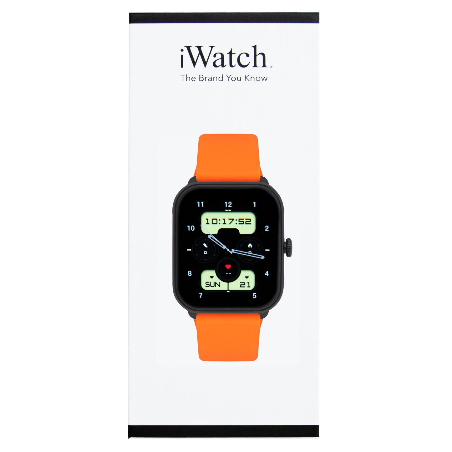 iWatch Model #: BCOR - Black Case with Orange Rubber Band